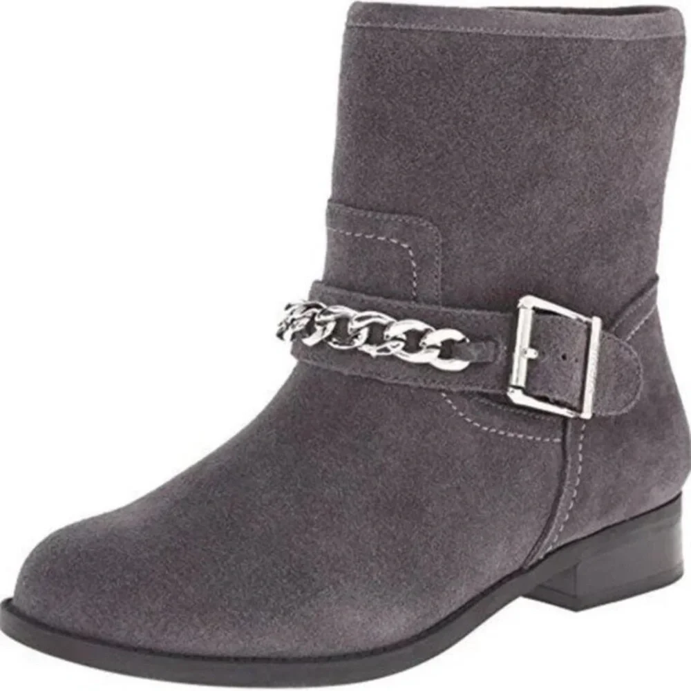 Vionic Crescent Gray Suede Moto Ankle Boots Size 7.5